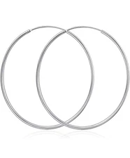 Sterling Silver 925 Endless Hoop Earrings Lead And Nickel Free Large 40MM