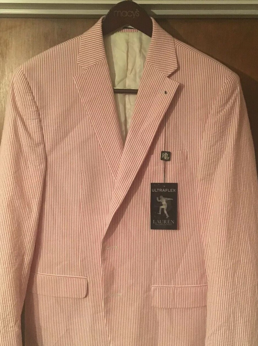 Lauren Ralph Lauren Men's Classic Red Striped Ultraflex Seersucker