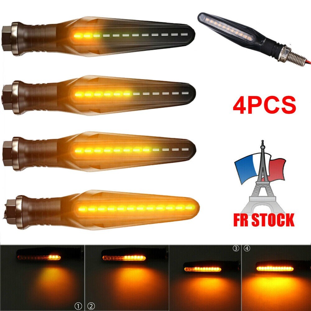 Clignotant moto LED universel homologué feu de signalisation ambré 12V lot de 4 pour scooter