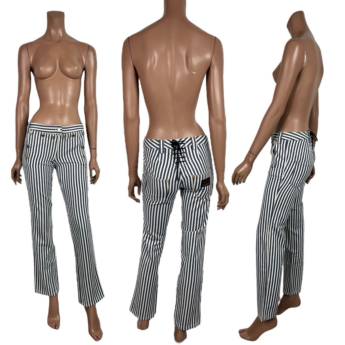 Vtg Dolce & Gabbana SS2003 Blue 'SEX' Lace Up Jeans 38 XS | eBay