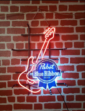 17"x14" Pabst Blue Ribbon Guitar Neon Sign Lamp Light Visual Beer Decor L1502