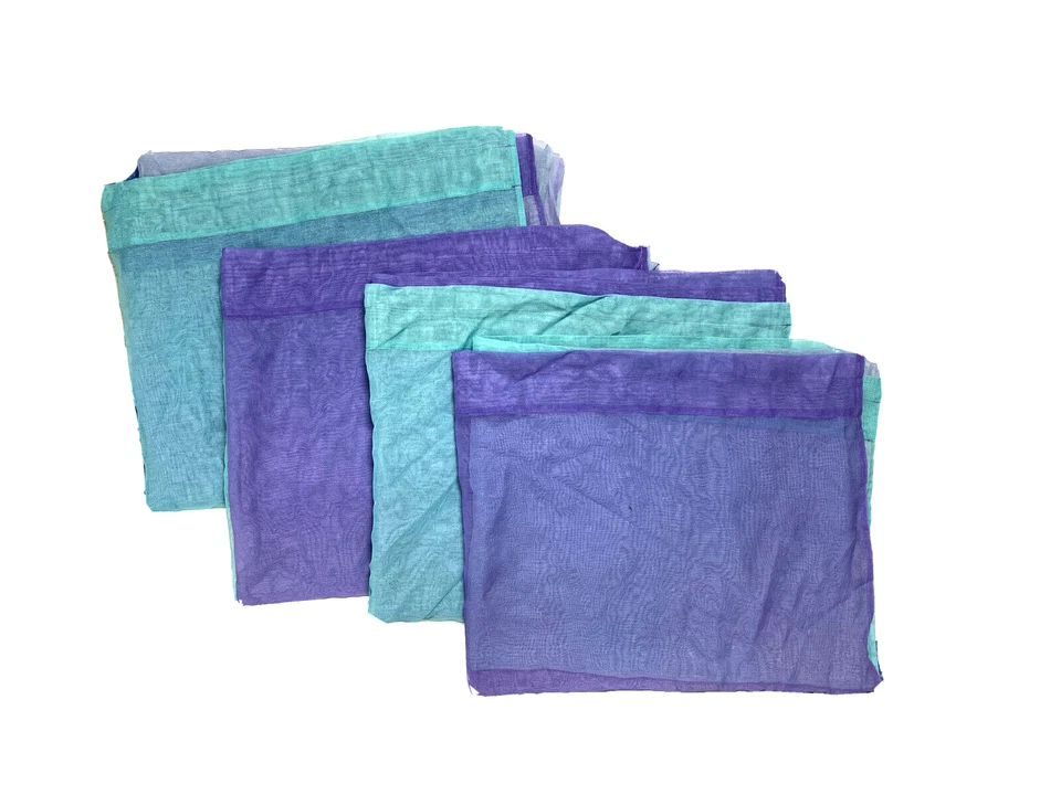 Set 4 Bright Ombre Curtains Panels Drapes Sheer Purple Turquoise Long Colorful - Image 4 of 4