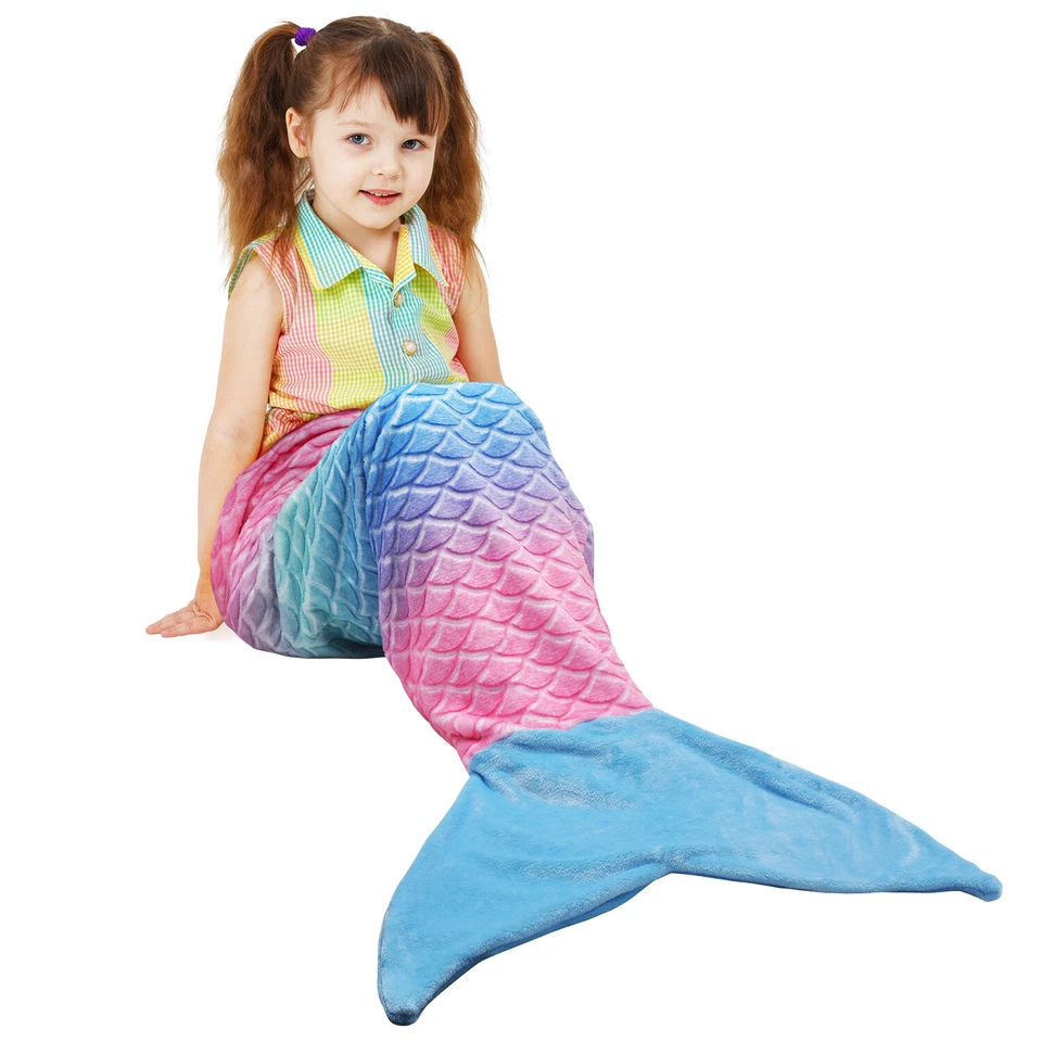 Manta de cola de sirena original Blankie Tails niños adultos niñas niños felpa polar Foto 2 de 4