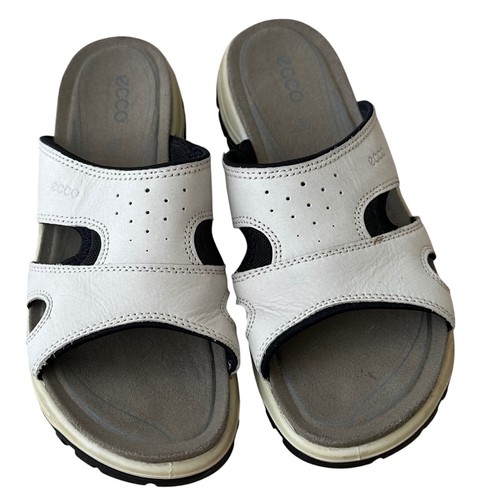 Ecco Offroad Sport Sandals Slides Sz 42 US 11 / 11.5 White Leather Slip On o - Picture 4 of 6