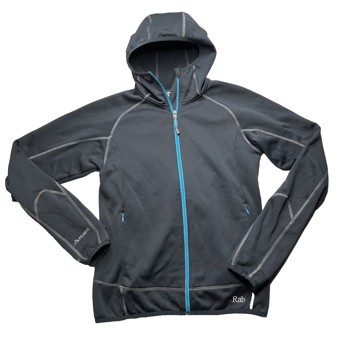 Rab Power Stretch Hoodie Womens size 12 Gray Full Zip Hooded