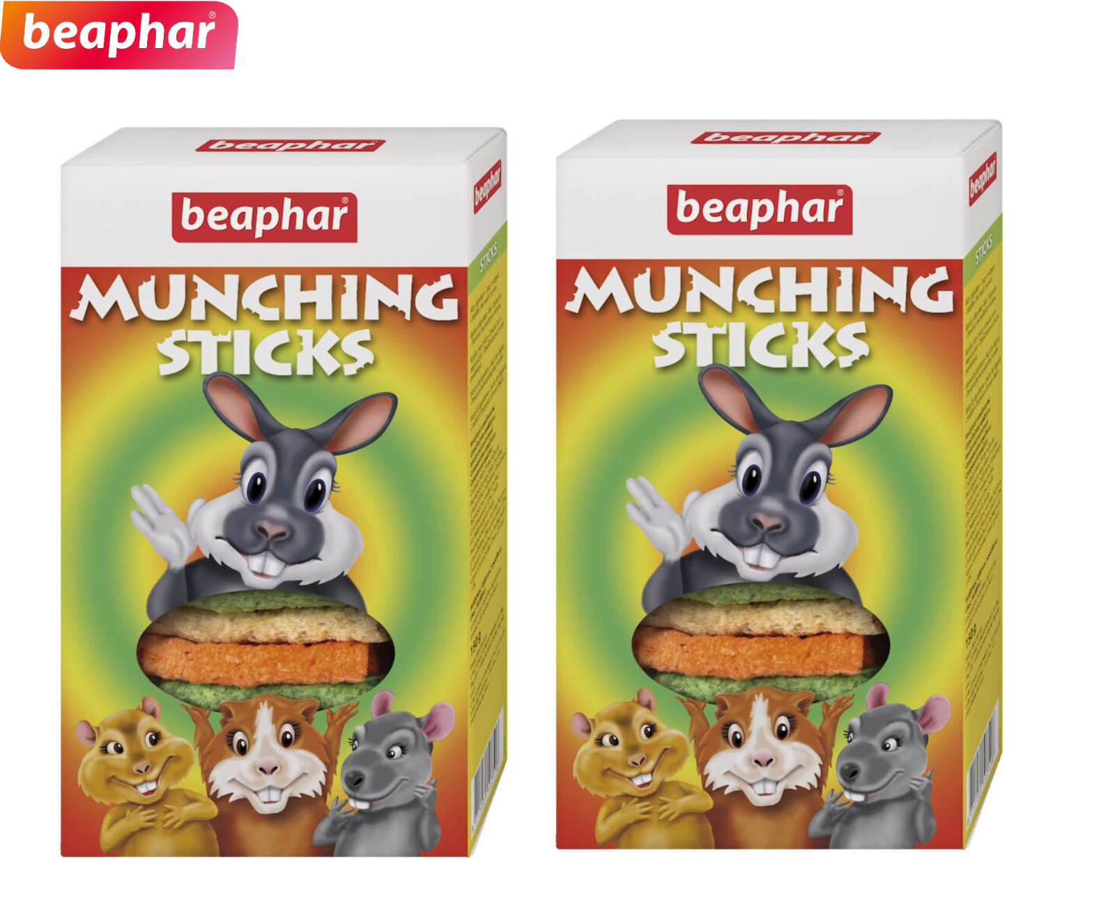 2 PACK BEAPHAR MUNCHING STICKS SMALL ANIMAL RABBIT HAMSTER TREAT CHEWS 150G