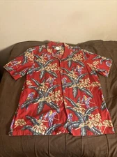 Paradise Found Parrots & Floral AOP Mens Hawaiian Shirt Size 2XL Vintage USA