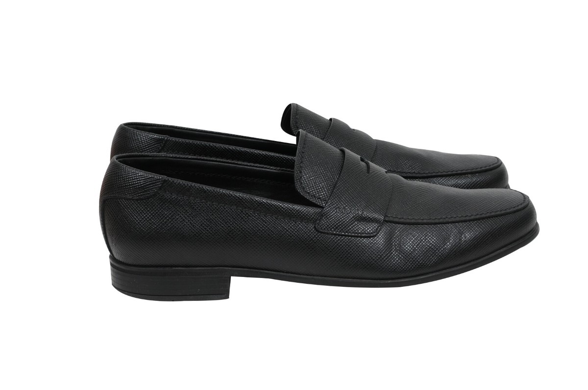Prada Men Penny Loafers US 11.5 UK 10.5 Black Saffiano  display picture 1