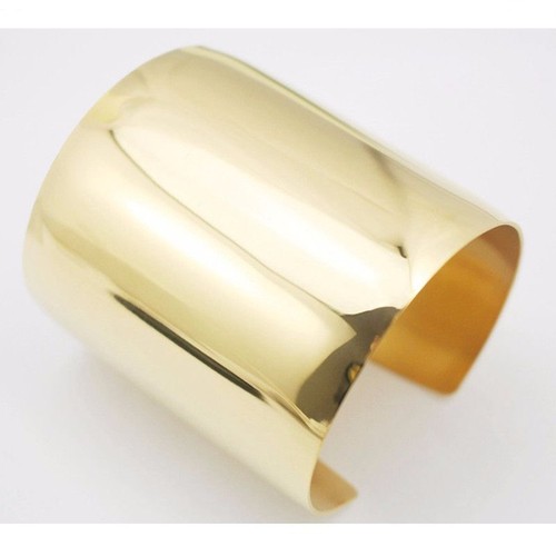 Extra Wide Punk Bangles - 316L Stainless Steel Gold Color Women Cuff Bracelets - Picture 10 of 14