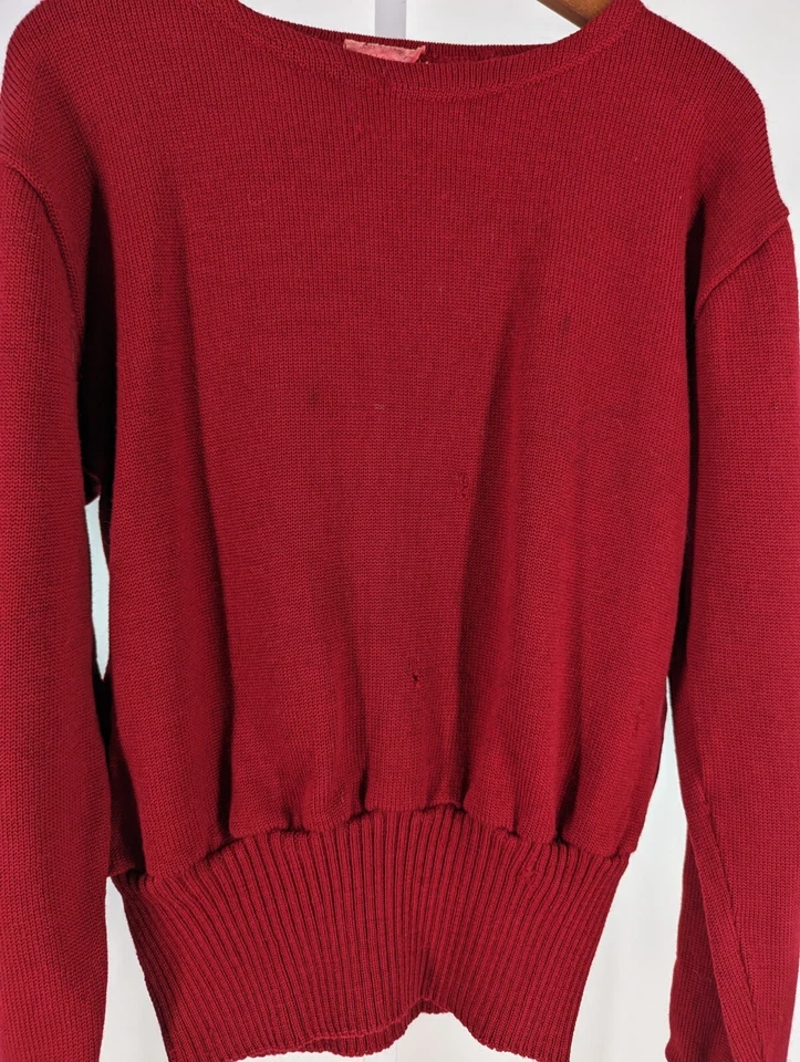 Suéter Dehen Knitting Co Worsted Lana Rojo De Colección Años 20 30 Rockabilly Atlético 40" Foto 4 de 4