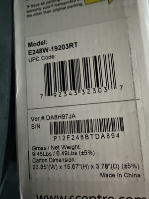 Sceptre E248W-19203RT 24 inch Widescreen LED Monitor 792343323037