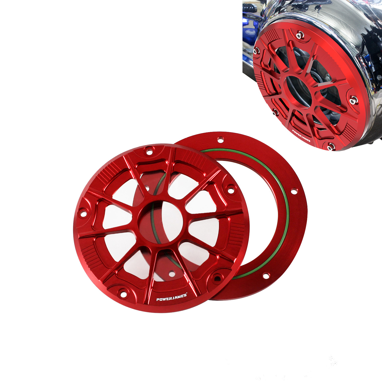 Red Anodized Primary Derby Clutch Cover For Harley 16-later FLHR FLTR FLHX FLHTK