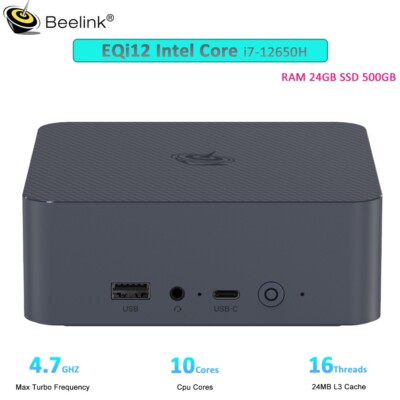 Beelink EQi12 Intel i7 12650H Computers 4.7GHz 10C/16C RAM24GB SSD500GB mini pc