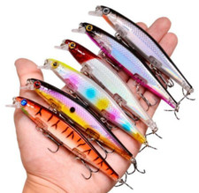 6PCS Minnow Fishing Lures Artificial Crankbait Bass Pike Treble Hooks Swimbaits
