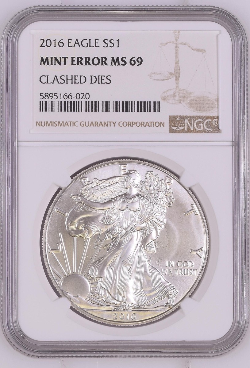 2016 1 Oz Silver American Eagle ERROR CLASHED DIES NGC MS69