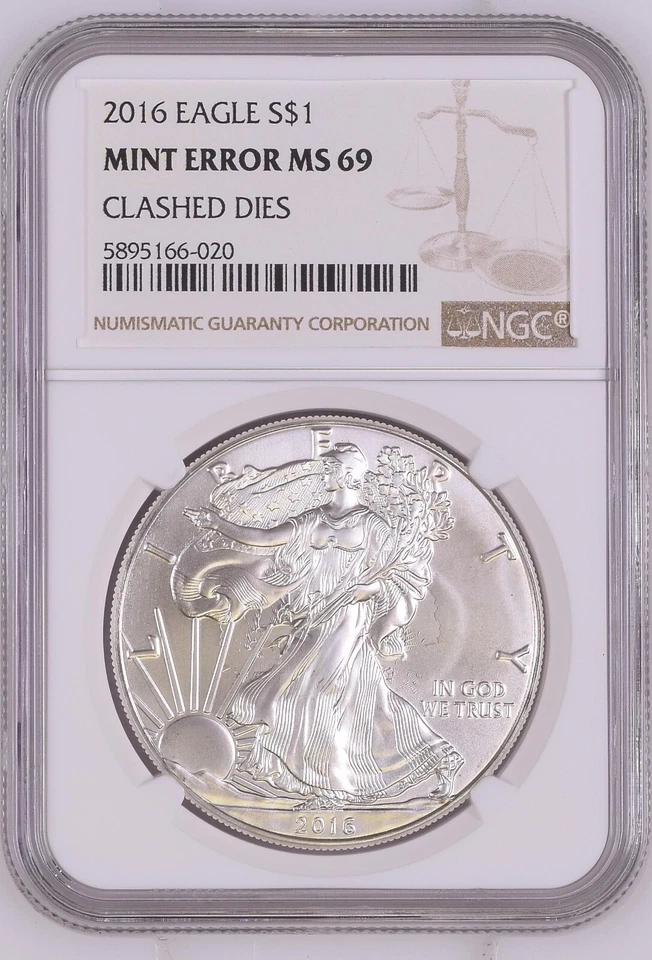 2016 Silver American Eagle MINT ERROR CLASHED DIES NGC MS69 Obverse and Reverse - Image 4 of 4