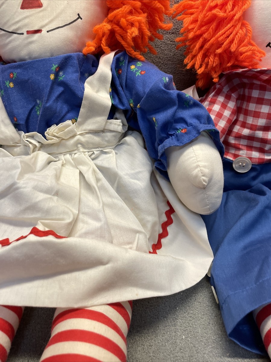 Vintage Raggedy Anne & Andy 24” Doll Orange Yarn Hair Doll KG JD