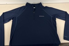 Columbia Men's Quarter Zip Pullover Navy Blue Size Large Omni-Shade Workout
