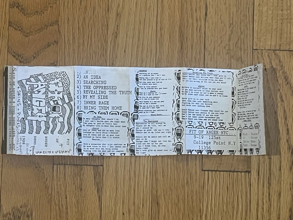 Fit Of Anger Demo Cassette 1988 NYHC Outburst Breakdown Gorilla Biscuits CroMags - Image 4 of 4