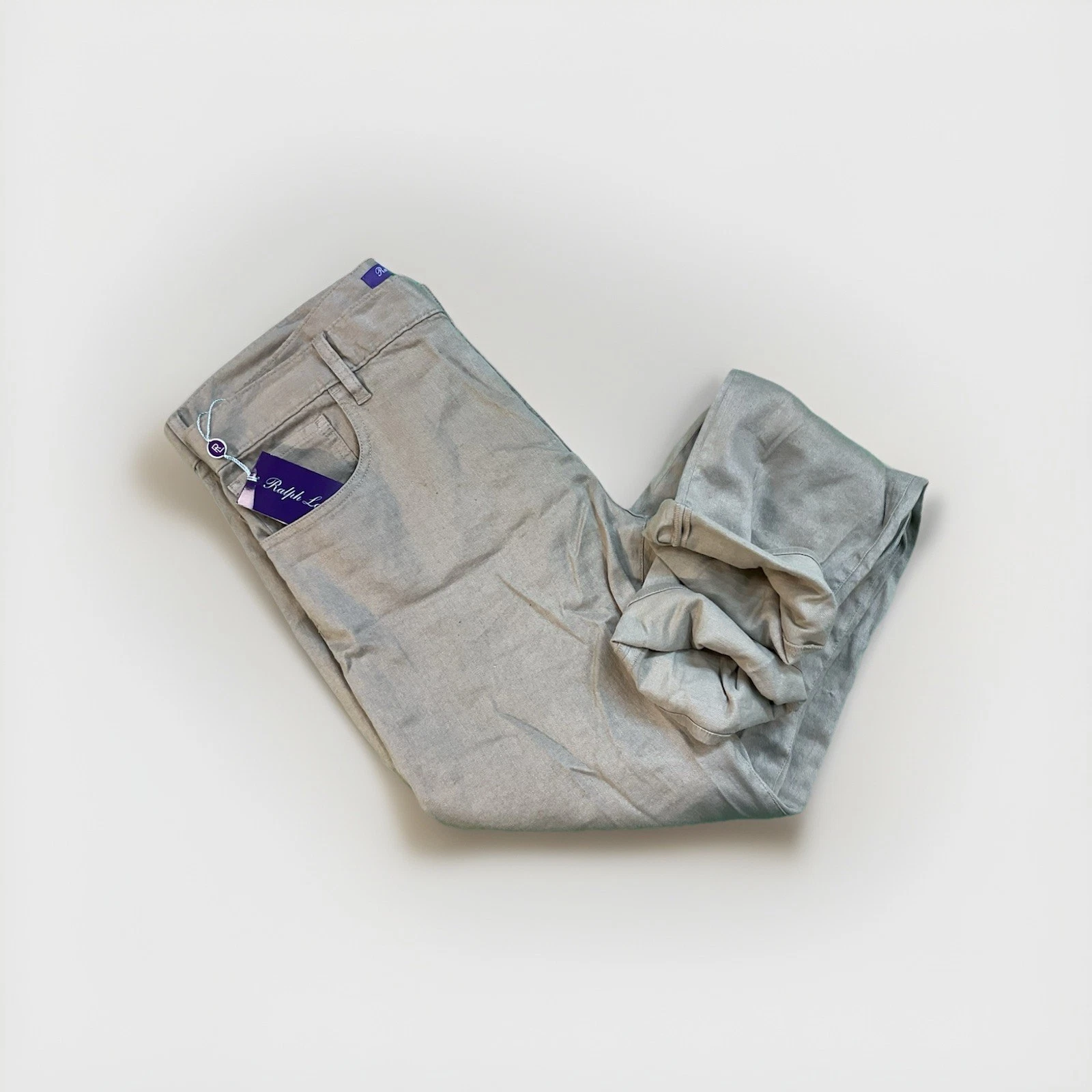 RALPH LAUREN PURPLE LABEL Slim Fit Linen Blend Pants Khaki 34 x 32 NWT $595