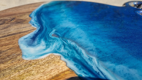 Ocean Resin Board, Beach Decor, Serving Platter, Wood Art, Housewarming Gift - Picture 3 of 5