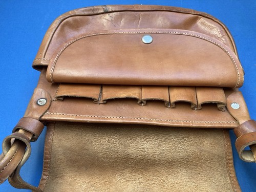 Vintage Leather Cartridge Satchel Bag with Buckle Adjustable Shoulder Strap - Picture 3 of 5