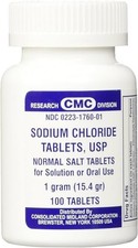 Sodium Chloride Tablets 1 Gm, USP Normal Salt Tablets - 100 Tablets EXP 6/27