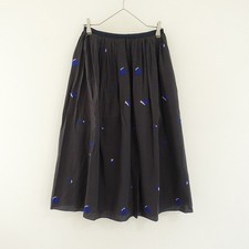 mina perhonen 'pebble' Embroidered Cotton Gathered Skirt Size 38