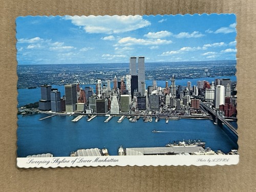 Postcard New York City Ny Nyc Lower Manhattan Skyline World Trade 