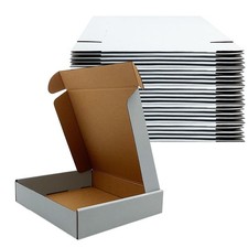 9x9x2 Inches Shipping Boxes Set of 25,White Corrugated Mailing Cardboard Box ...