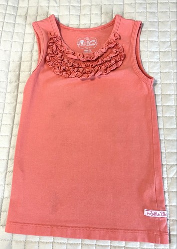 Ruffle Butts Girls Sz 4 Sleeveless Ruffle Peach Lt Orange Shirt Top