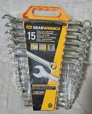 GearWrench Metric Long Pattern 15 Piece Combination Wrench Set 81902 8mm to 22mm