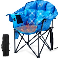 Oversized Heated Camp Chair - Thick Padded Seat with Massage Function