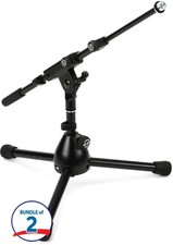 K M 25950 Extra Low Profile Tripod Base Boom Mic Stand 2-pack 