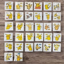 Pokemon Deco Character Stickers Pikachu 32 Lot Used