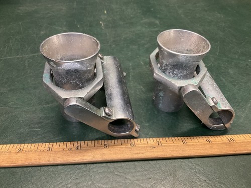 (2) Vintage 4-Way Gimbal Rail Mount Fishing Rod Holders ~ Chrome Plated