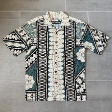 Hilo Hattie Bark Cloth The Hawaiian Original Button Down Shirt Mens Med