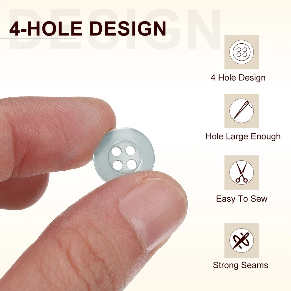 Botón de costura 50 piezas 11,5 mm 4 agujeros resina redondos botones artesanales, gris Foto 4 de 4