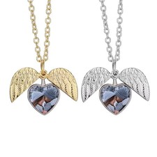 Angel Wings Heart Photo Locket Necklace Memorial Keepsake Gift Pendant