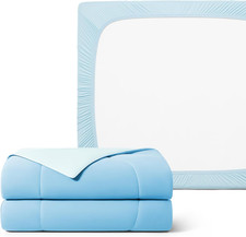 Evercool Cali King Comforter  Fitted Sheet Bundle - 30 Off Light Blue