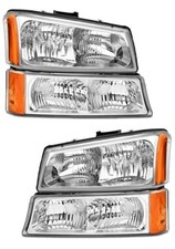 Pair Headlight Assembly Waterproof Upgrade A-Chrome Housing Amber Reflector