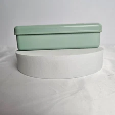 Vtg Plastic Sewing Box Mint Green Storage Box Art Deco Style Retro Organizer
