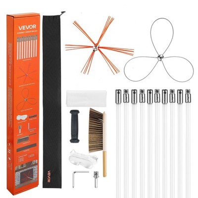33ft Extendable Chimney Brush Set with 2 Brush Heads and Goggles