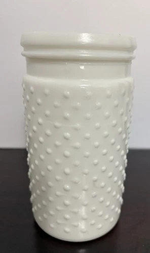 Vintage Hobnail White Milk Glass Vase Jar 7.5" Tall