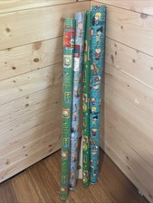 NOS Lot of 4 Vtg Snoopy Peanuts Xmas Gift Wrap Hallmark 2 NIP 2 Used