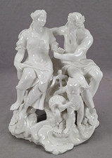 18th Century Royal Vienna Neptune Amphitrite Cupid Blanc De Chin Figurine Group