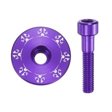Bicycle Headset Stem Top Cap 1-1/4" OD Snowflake Pattern with M6 Bolt Purple