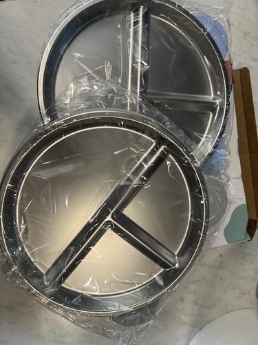 Piastra in Silicone in Acciaio Inox con Sezioni e Ventosa per Bambino, Argento - Foto 4 di 4