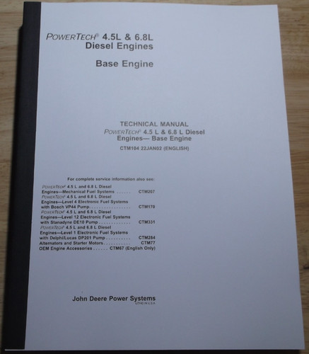 JOHN DEERE 4.5L 6.9 4045 6068 ENGINE OVERHAUL REBUILD SERVICE SHOP REPAIR MANUAL