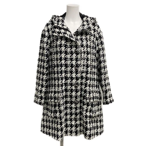 Cappotto donna originale CHANEL P54695 bianco nero acrilico lana